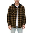 thumbnail image 5 of Men's Hoodie Shirts Casual Button Down Plaid Shirt Jackets Long Sleeve Stylish Drawstring Hooded Shacket with Pocket, 5 of 6