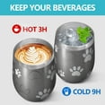 thumbnail image 4 of 12oz Stemless Wine Tumblers Grey Dog Paw Footprint Vacuum Insulated Stainless Steel Travel Tumbler Cups Mug with Lid and Straw for Champaign,Cocktail,Beer with Cleaning Brush, 4 of 5