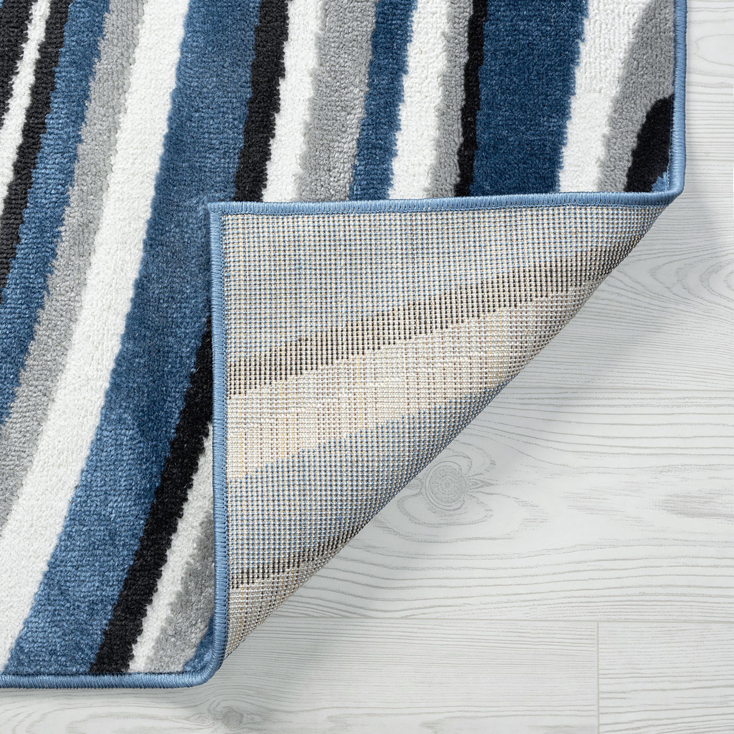 Contemporary 2x3 Area Rug (2' x 3') Abstract Blue, Charcoal Indoor Scatter Easy to Clean