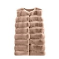 thumbnail image 7 of IROINNID Women's Sleeveless Open Front Coat Extra Long V-Neck Cover-up Faux-Fur Gilet Vest Solid Waistcoat Body Warmer Outwear, Khaki, 7 of 7