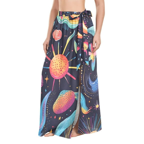 FORMRS Womens Beach Sarong Semi-Sheer Bikini Wrap Skirt Swimsuit Cover-ups, Zodiac Stars