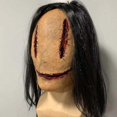 thumbnail image 1 of Smiley Face Serial Killer Scary Mask Latex Full Head Horror Movie Mask Halloween Cosplay Props, 1 of 5
