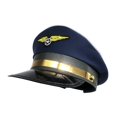 thumbnail image 3 of fenteer Airline Big Cornice Hat Cosplay Uniform Hat Halloween for Men Women Airplane Hat navy blue, 3 of 8
