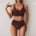 thumbnail image 5 of MIXUE Swim Suits for Women Solid Color Sexy Two Piece Bikini Sets for Women Belly Covering High Waist Bikini Sets for Women Swimwears Bathing Suits,Brown,S, 5 of 5