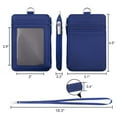 thumbnail image 5 of 2 Pack Vertical PU Leather Badge Holder with Zip and Detachable Neck Lanyard Slim Double Sided PU Leather ID Card Holder Wallet Case with 5 Card Slots 1 Side Zipper Pocket and 18" PU Neck Strap-Blue, 5 of 7