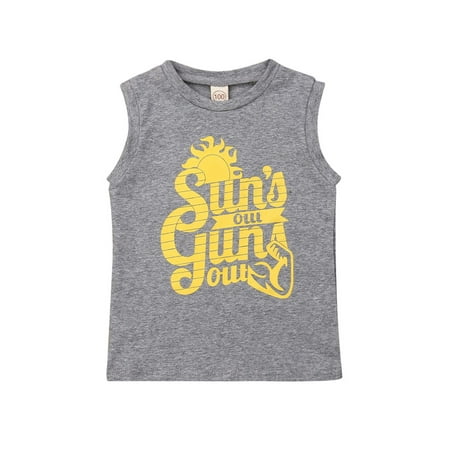 

aturustex Toddler Boys Sun Letter Print Tank Tops Summer Sleeveless Undershirts