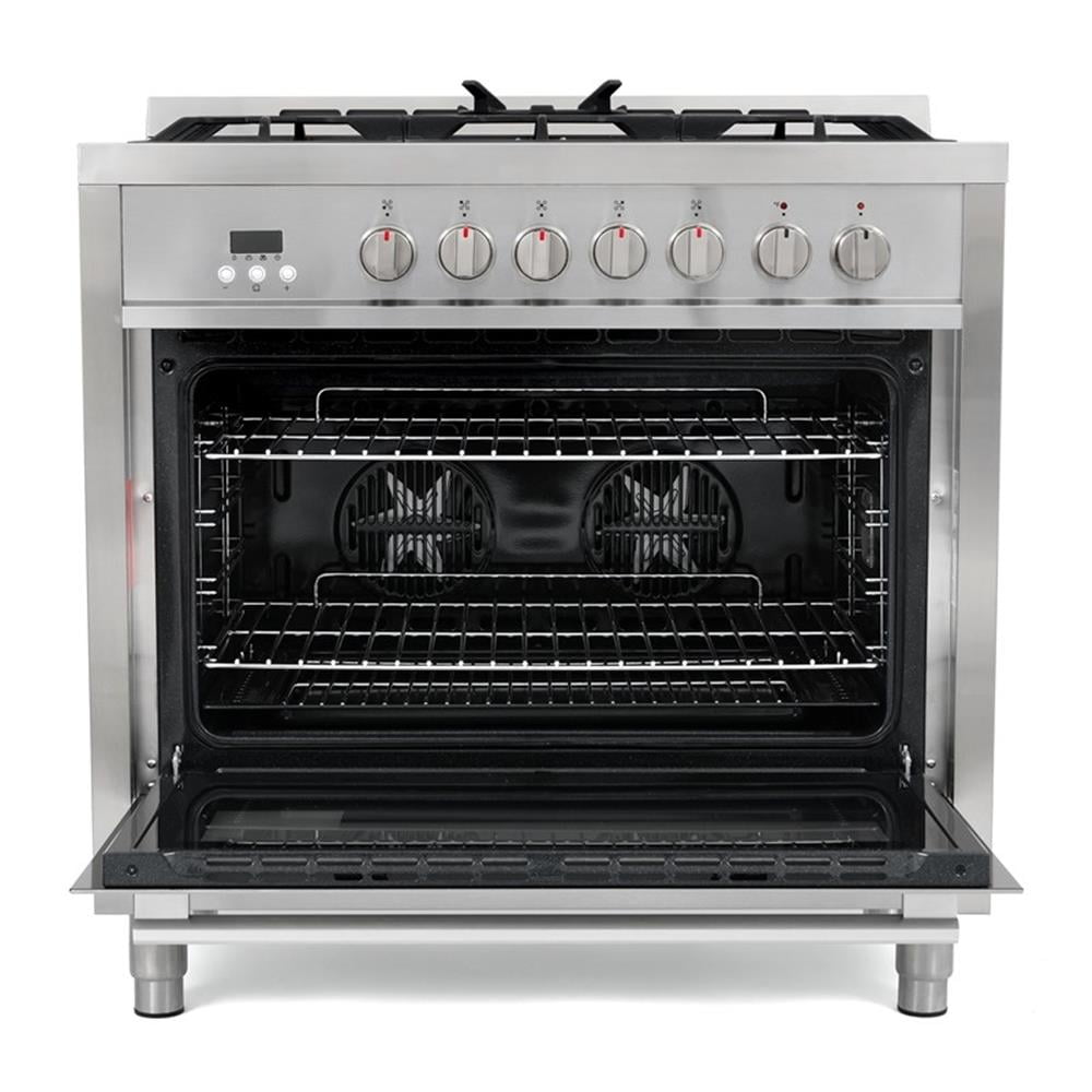 Pemberly Row 36 in. Stainless Steel Dual Fuel Range with Convection Oven