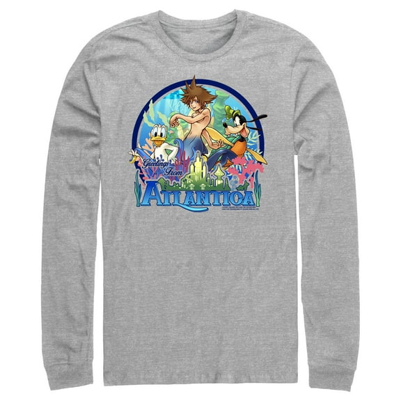 Men's Kingdom Hearts 1 Mermen Friends From Atlantica Long Sleeve Shirt Athletic Heather 2X Large