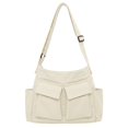 thumbnail image 6 of Spencer Canvas Messenger Bag Large Capacity Hobo Bag Crossbody Shoulder Bag Tote Bag with Multiple Pocket for Women and Men, White, 6 of 10