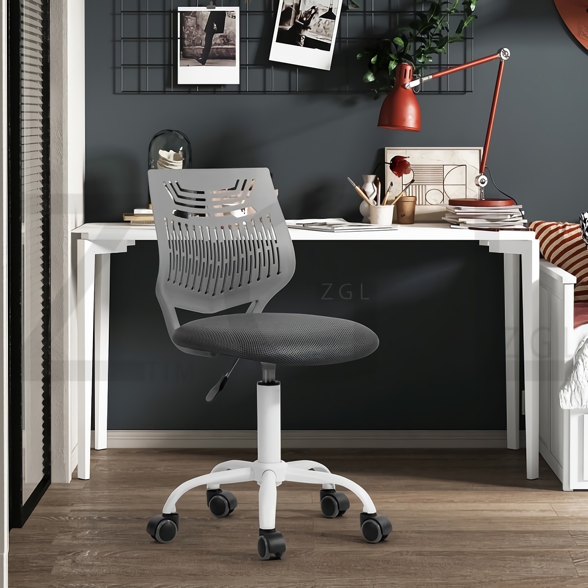 Office Task Chair, Armless Writing Desk Chair Modern Swivel MidBack