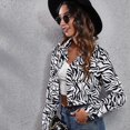 thumbnail image 3 of SWSMCLT Women's Shirt Button Down Crop Top Fitted Summer Button Fashion Long Sleeve Pocket Modern Blouse Zebra X-Large, 3 of 4
