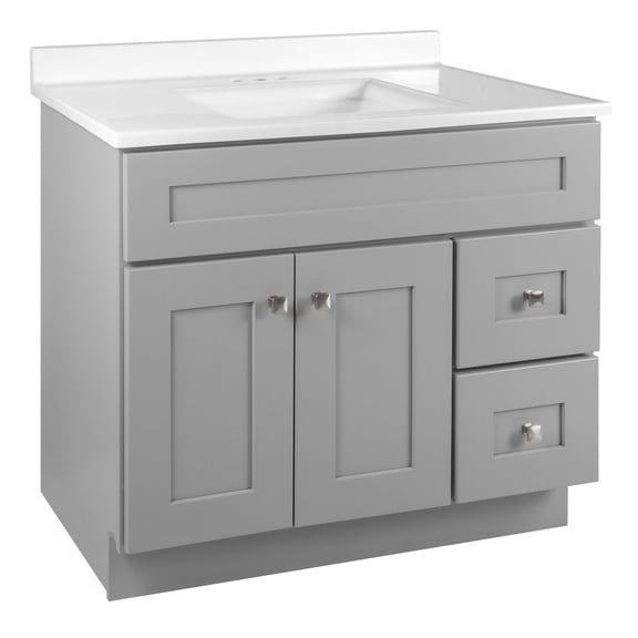 Brookings 37 Inch Bathroom Vanity with Cultured Marble Vanity Top - Unassembled Bathroom Vanity with Sink, Sherwin Williams® Gray