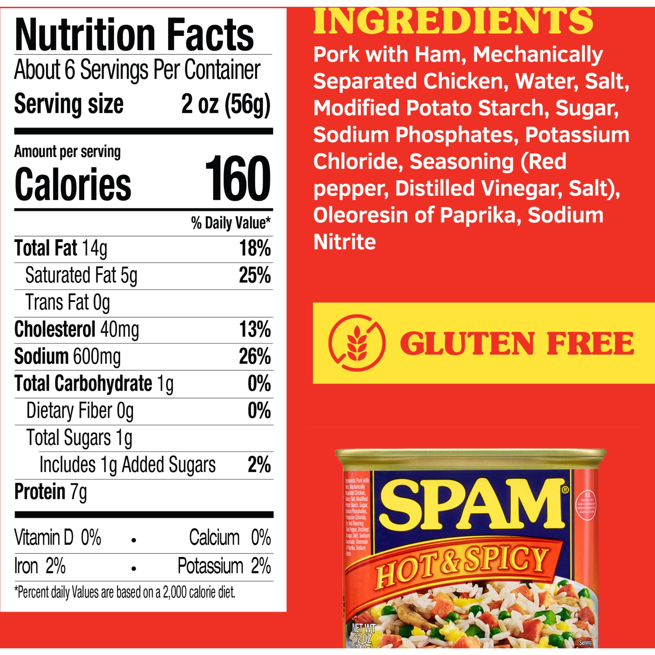 (3 pack) SPAM Hot and Spicy, 7 G of Protein per Serving, 12 oz Aluminum Can