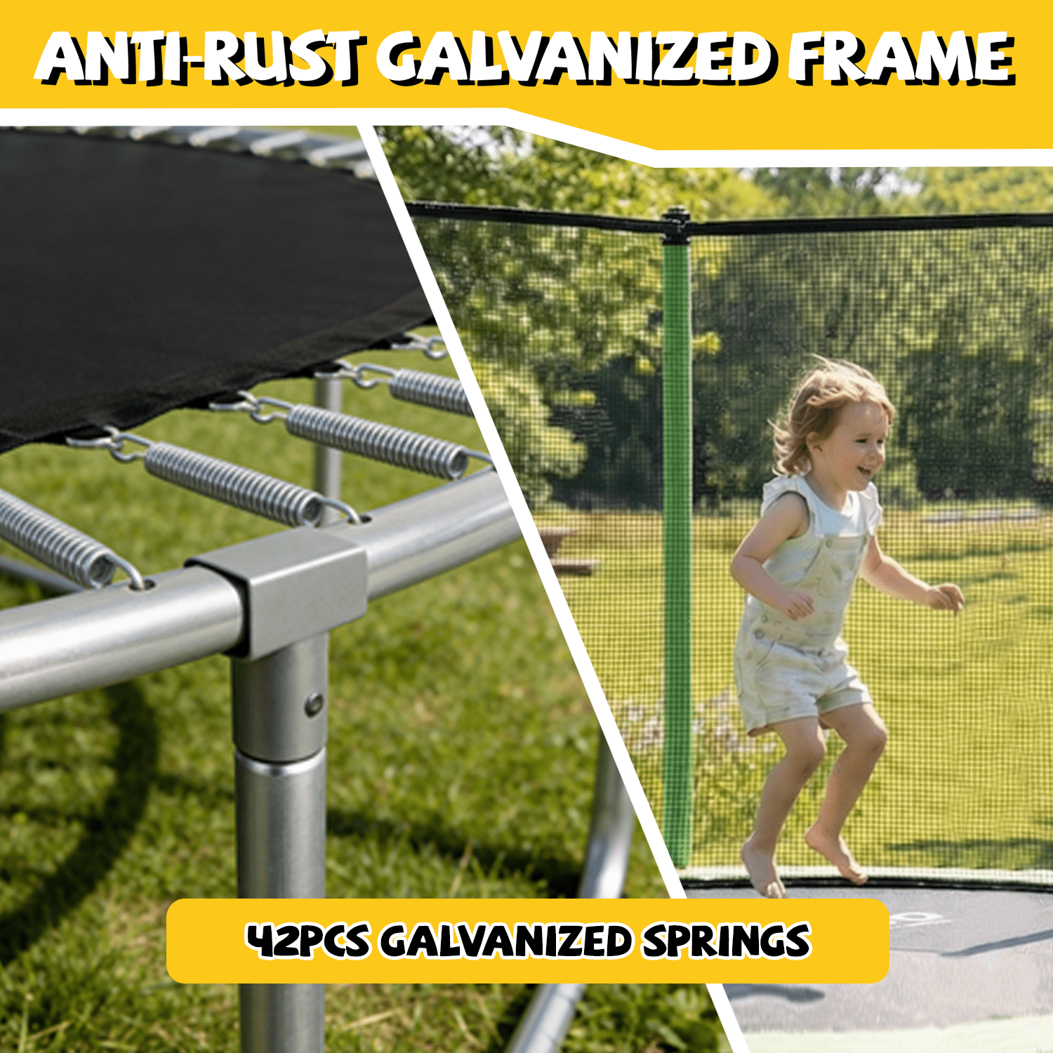 Mersco 8ft Trampoline for Kids and Adults,Outdoor Trampoline with Enclosure,Ladder,Upright-Poled Backyard Trampoline PLAY for Family Fun,Jumping Trampoline for Birthday Gift,Green