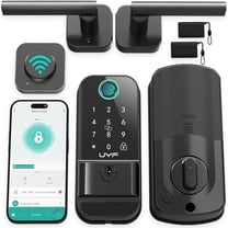 HEANTLE WiFi Front Door Lock Set - Keyless Entry Deadbolt with Handleset Keypad Smart Locks Fingerprint Deadbolt Lockset APP Remote WiFi Control Alexa Voice Bluetooth