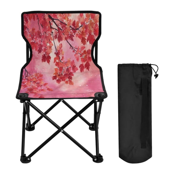 600D Oxford Camping Chair Portable Foldable Chair Supports 220 lbs for Picnic, Fishing, Backpacking Watercolor Red Maple Leaves