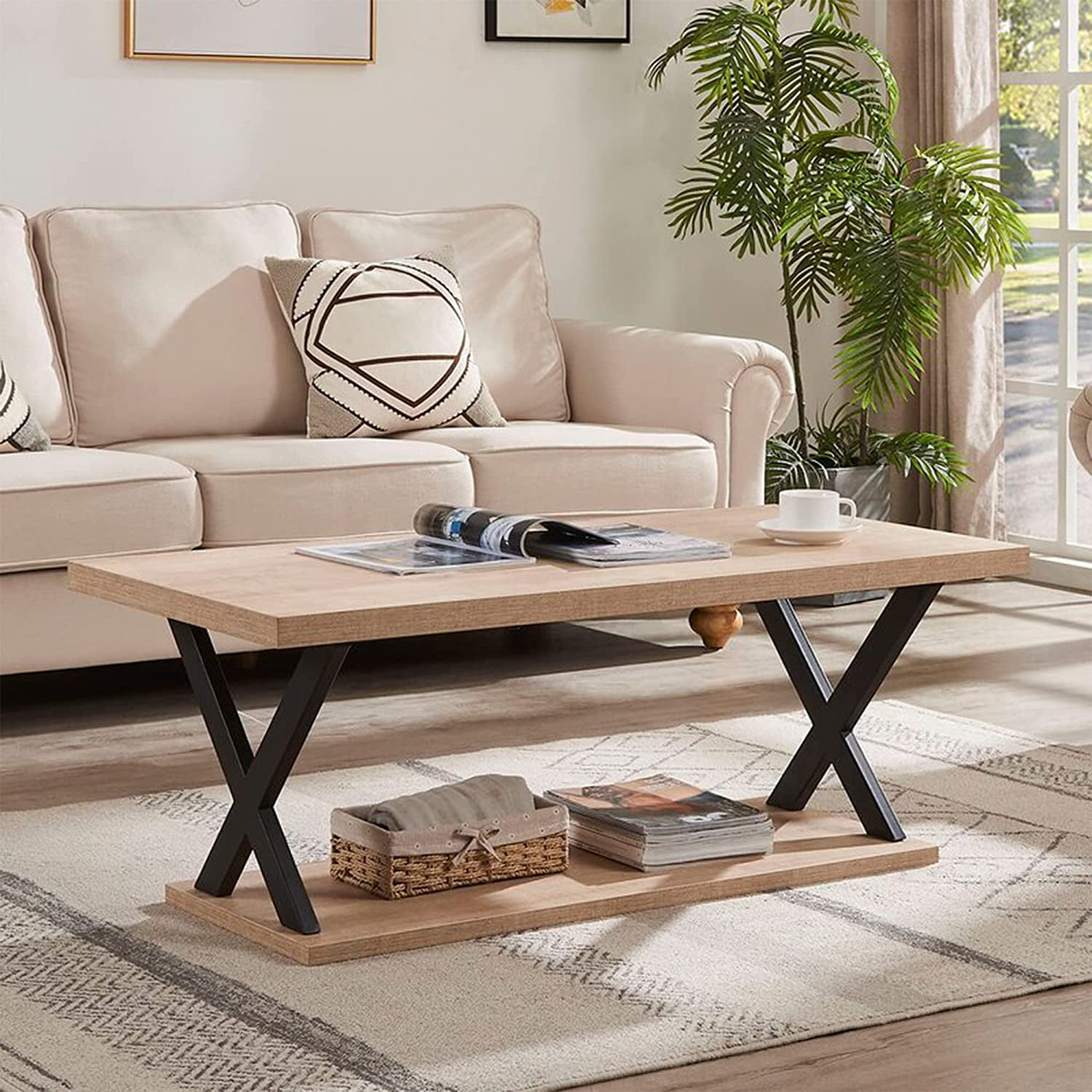 Double Layer Living Room Coffee Table Home Office Small Table Room Furniture NEW 