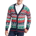 thumbnail image 1 of Men's Christmas Rudolph Reindeer Holiday Festive Knitted Sweater Cardigan Cute Ugly Pullover Jumper, 1 of 5