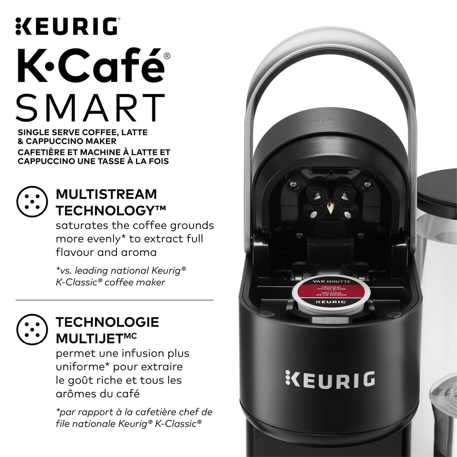 Keurig K-Café SMART, Single Serve K-Cup Pod Coffee, Latte and Cappuccino Maker