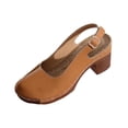 thumbnail image 2 of GERsome Chunky Block Heels Women's Sandals Closed Toe Slip-On Slingback Work Party Dress Pumps Shoes Brown Size 7, 2 of 6