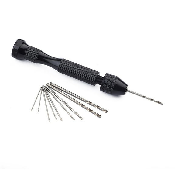 TABLZONE Black Hand Drill Bit Set 11 Pieces for Models, Hobby Tools, Crafts, Projects,