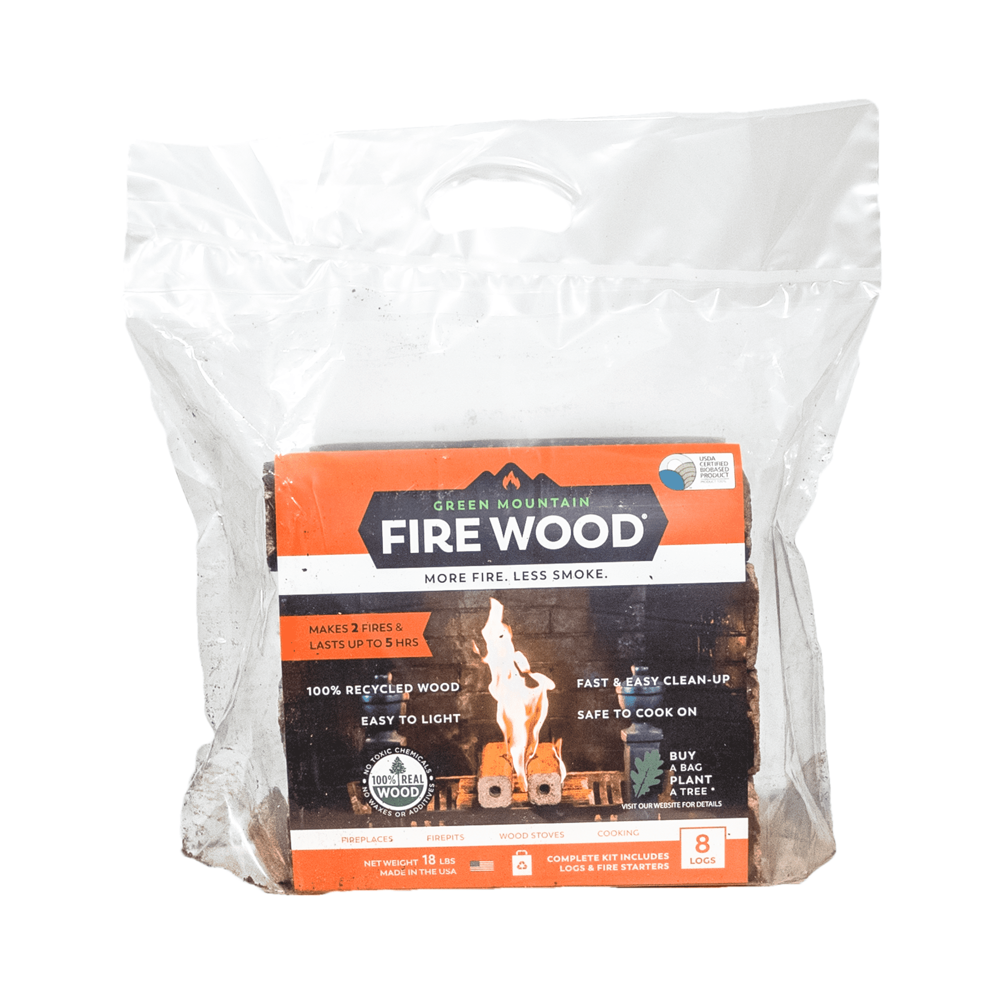 Green Mountain Firewood 8 Log Fire Kit - Includes 8 Logs, 2 Fire Starters  and Breakaway Kindling - Walmart.com