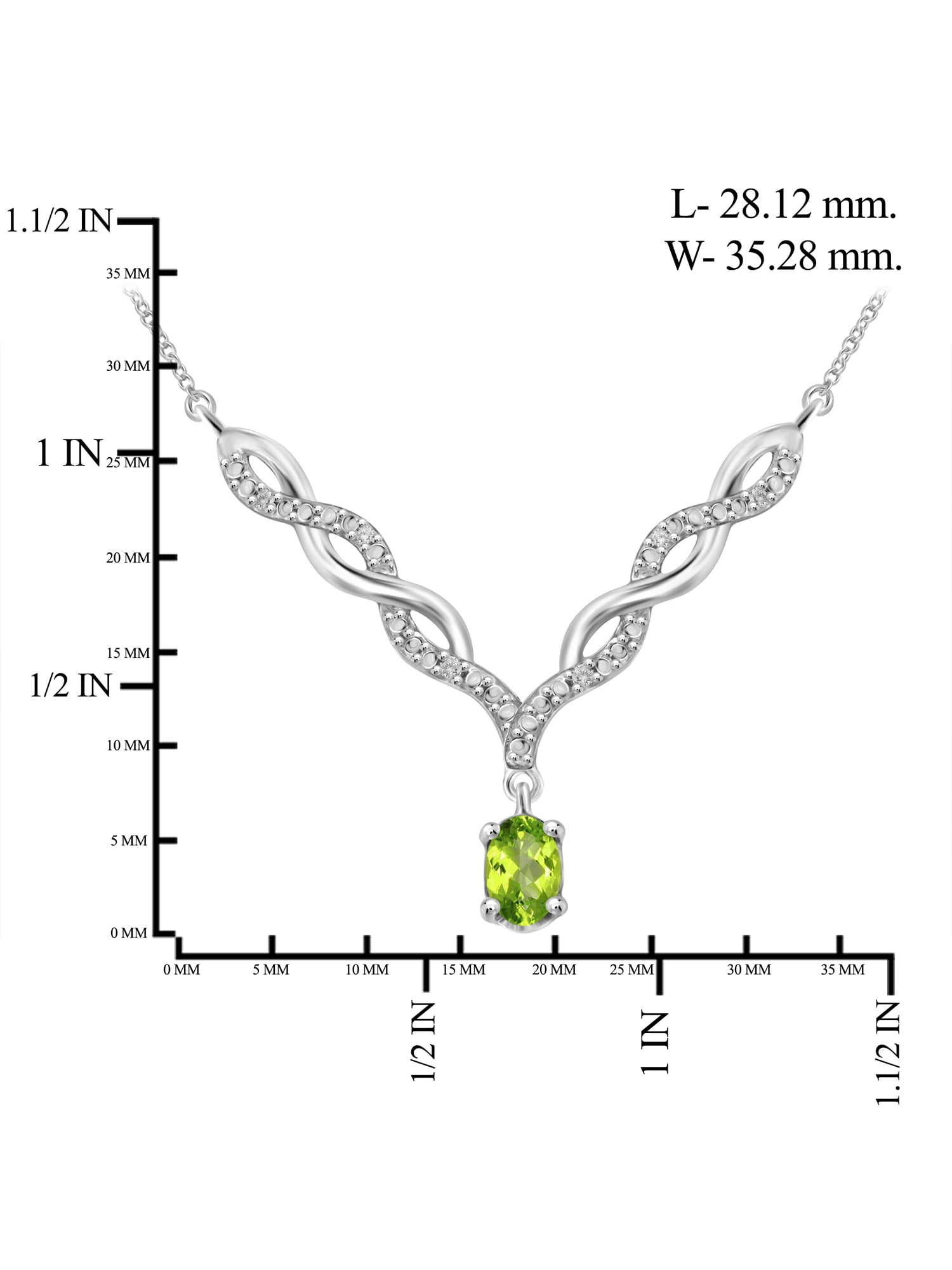 JewelersClub Peridot Gemstone Necklace for Women & Girls | Sterling Silver | Diamond V-Shaped Pendant on a 18" Rope Chain
