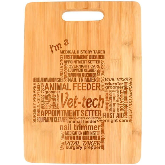 ThisWear Vet-Tech Gifts for Women I'm a Vet-Tech Essential Attributes Big Rectangle Bamboo Cutting Board