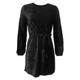 thumbnail image 4 of Women’s Plus Size Boat Neck Velvet Dress Long Sleeve Wrap Empire Waist Midi Dress for Wedding Guest, 4 of 4