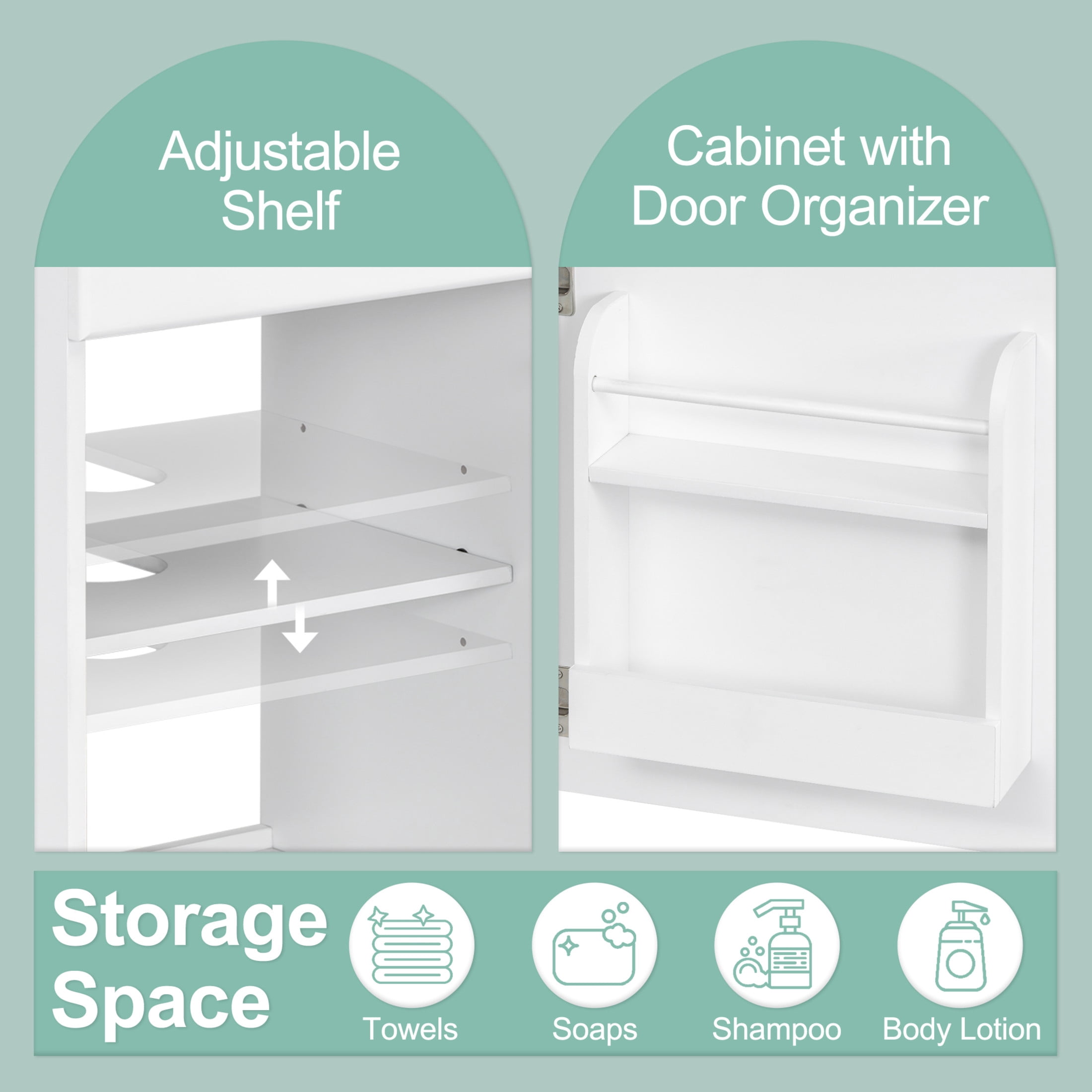 Vale Modern 20" Bathroom Vanity Cabinet with Sink, Soft Closing Door, White
