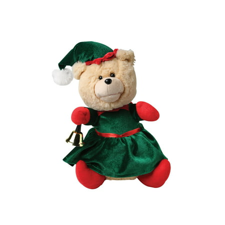 Nika International Ellie the Animated Christmas Bear - Stuffed Teddy Bear in Elf Costume Dances & Plays Holiday Music -