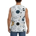 thumbnail image 4 of Lsque Cartoon Planets Print Men's Cotton Blend Sleeveless Muscle Shirts (S-3XL)- Moisture Wicking, Odor Protection, UPF 30+,Large, 4 of 8