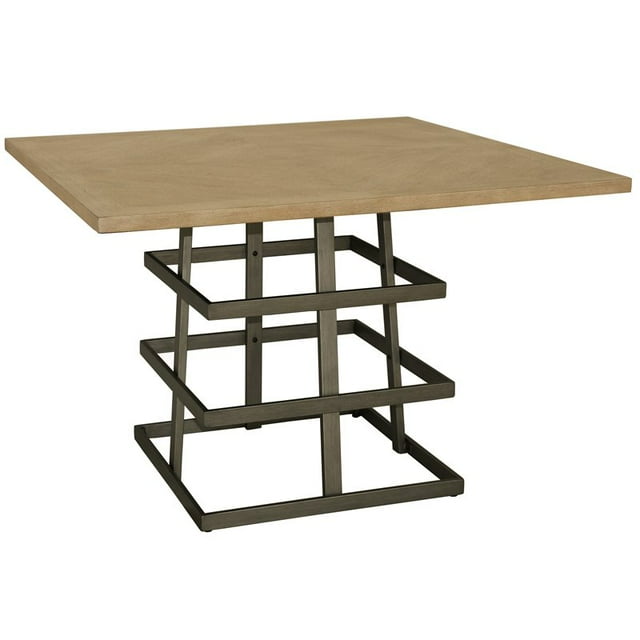Home Fare Table de Salle à Manger Piédestal Carré en Bois et Métal