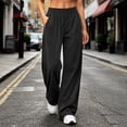 thumbnail image 5 of Zynoxe Womens Corduroy Pants Fall Warm Comfortable Elastic Waist Wide Leg Pants Casual Straight Relaxed Plus Size Sweatpants with Pockets Black L, 5 of 7