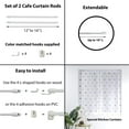 thumbnail image 3 of Evideco Adjustable Cafe Curtain Rods with Self-Adhesive Hooks, 12"-16", White, Set of 2, 3 of 5
