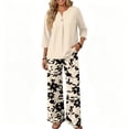 thumbnail image 4 of Womens 2 Piece Outfits Summer Outfits Wide Leg Long Pants Lounge Sets Airport Beach Vacation Clothes, 4 of 6