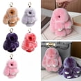 thumbnail image 6 of Soft Cute Bunny Keychain Artificial Rabbit Fur Plush Fluffy Pom pom Key Ring for Women, 6 of 9