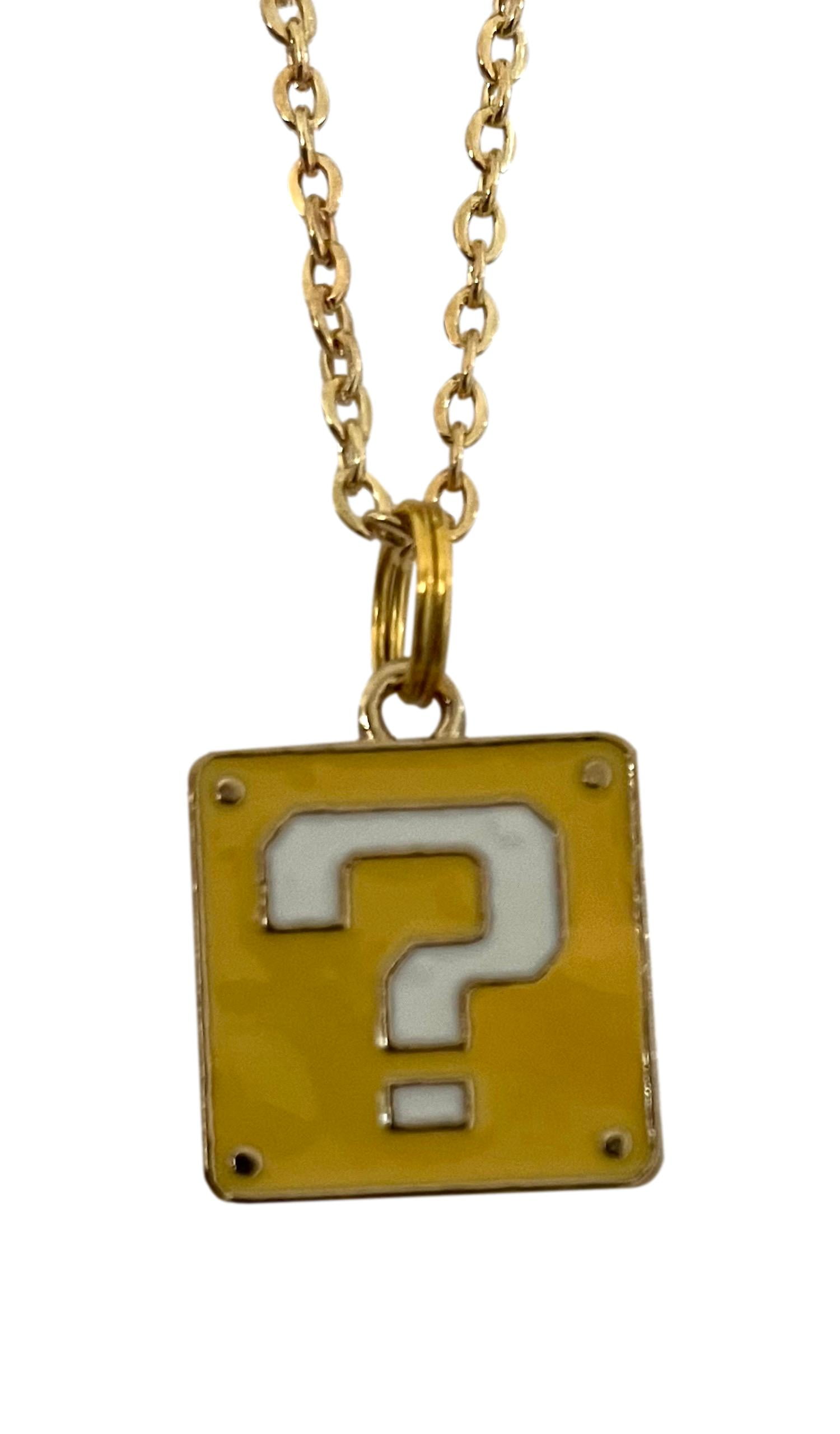 Super Mario Question Block Necklace Game Themed Pendant