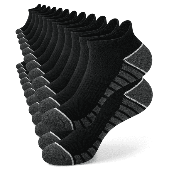 KOITHOT 12 Pairs Mens Socks Ankle Cushioned Sport Low Cut Socks Athletic Running Size 10-13