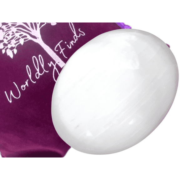 Selenite Crystal Palm Stone, Healing Stone, Charging Crystal Worry Stone