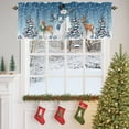 thumbnail image 4 of Christmas Snowman Valances for Windows, 54 x 18in, Xmas Tree Deer Winter Blue Ombre Snow Scene Rod Pocket Kitchen Valance Curtain Light Filtering Window Treatments for Living Room Bedroom, 1 Panel, 4 of 7