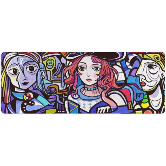 Anime Doodle Girl Mouse Pad - Extra Thick Waterproof Desk Mat 31.5x11.8 Inch, Non-Slip Gaming Surface for Keyboard & Office/Home Use