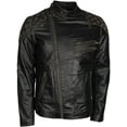 thumbnail image 3 of Outfit Craze Men Distressed Black Vintage Skull & Bones Biker Leather Jacket (XL), 3 of 6