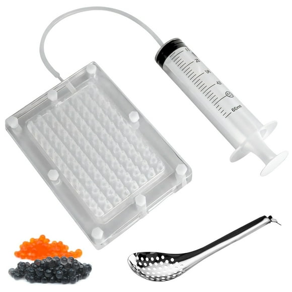 Molecular Gastronomy Kit, Spherical Caviar Maker Box Kit, Includes Caviar Box, Tube, Syringe, and Caviar Spoon, 96 Molecular Gastronomy Caviar Balls at Once, Caviar Making Box Set