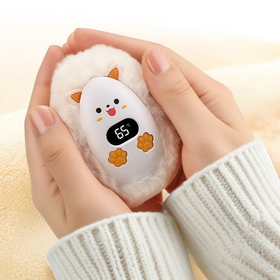 BAISEMAIN USB Rechargeable Hand Warmer,Cute Fox Plush Portable Pocket Heater 1200mAh Mini Electric Hand Warmer with 3 Heat Levels Heat up to 149℉,Fast Heating, LCD Display,Winter Gift for Men & Women