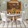 thumbnail image 6 of 5 Pieces 42-58" Extendable Round Dining Table Set with 16" Removable Leaf for 4, Dining Table with 4 Upholstered Dining Chairs, Retro Functional Wood Table Set for Dining Room, 6 of 10