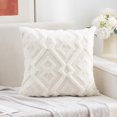 thumbnail image 4 of Btomtd 17.7x17.7 in Solid Color Woven Pillow Case Modern Decorative Pillow Cover for Office Sofa Waist Bedside Cushion Cover Pillowcase, White, 4 of 6
