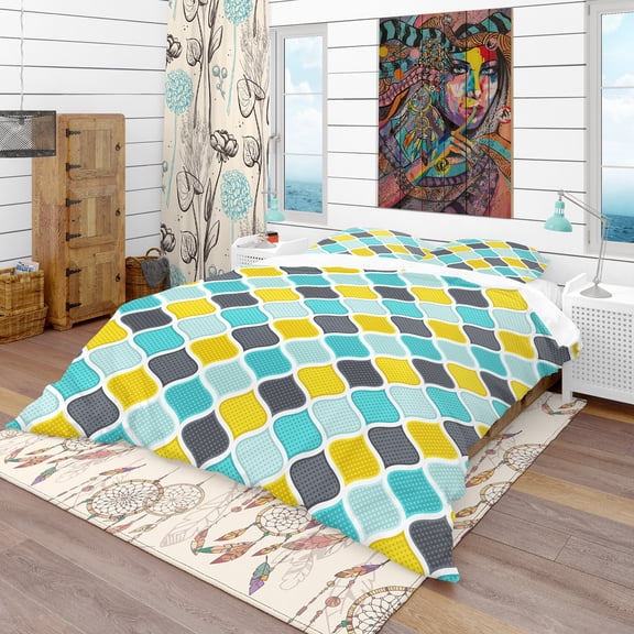 Designart 'Ornament Geometric Pattern' Bohemian & Eclectic Duvet Cover Set