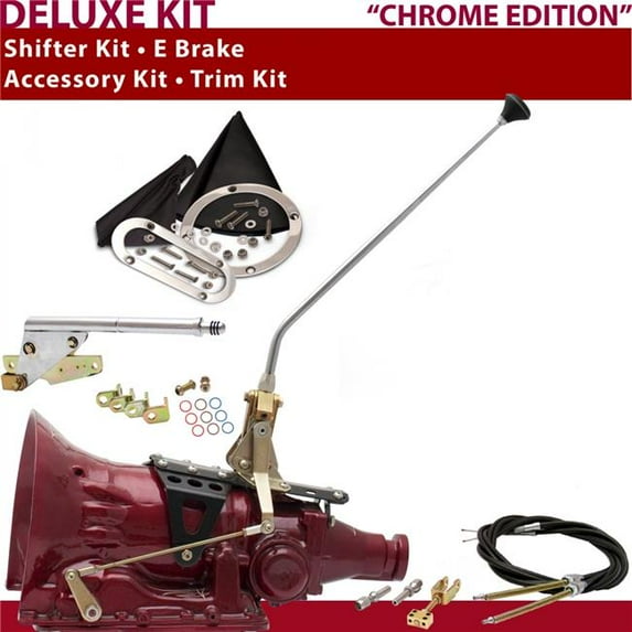 American Shifter 700R4 Shifter Kit Chrome 16 in. E Brake Cable Trim Kit for DB410