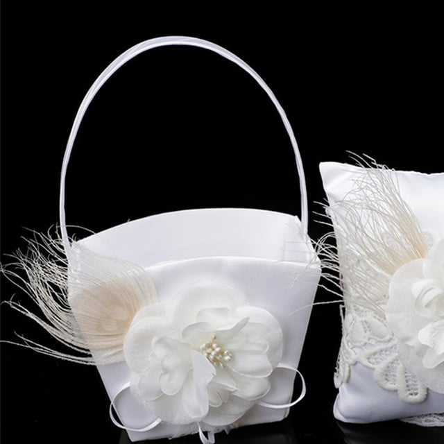 Cesta de niña de flores de boda de estilo europeo, símbolo romántico de mango de perla para adorno de de de Blanco Macarena Cesta floral de boda